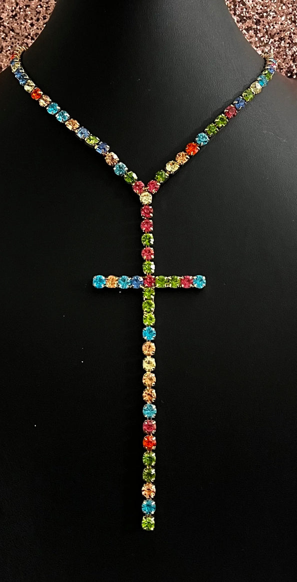 Long Multi gold cross necklace