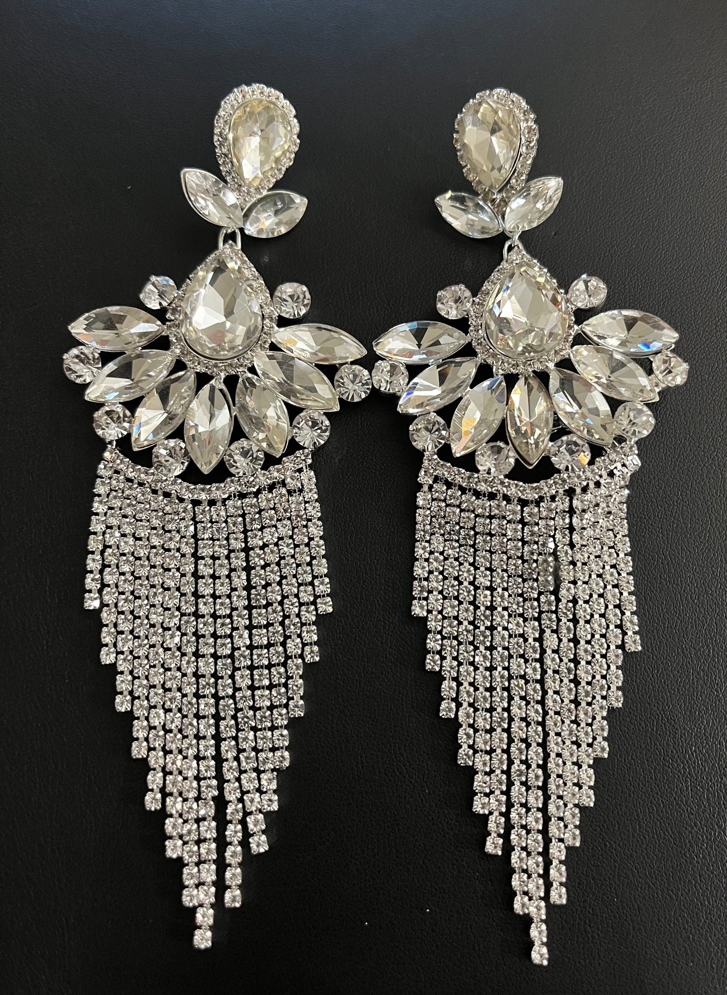 Silver Bling Chandelier Earrings