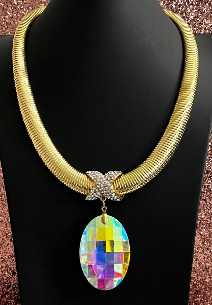 Gold Bling Iridescent Necklace