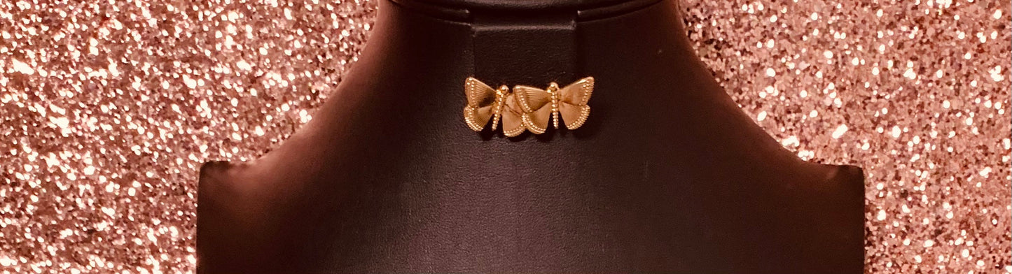 Gold and Silver Butterfly Earrings