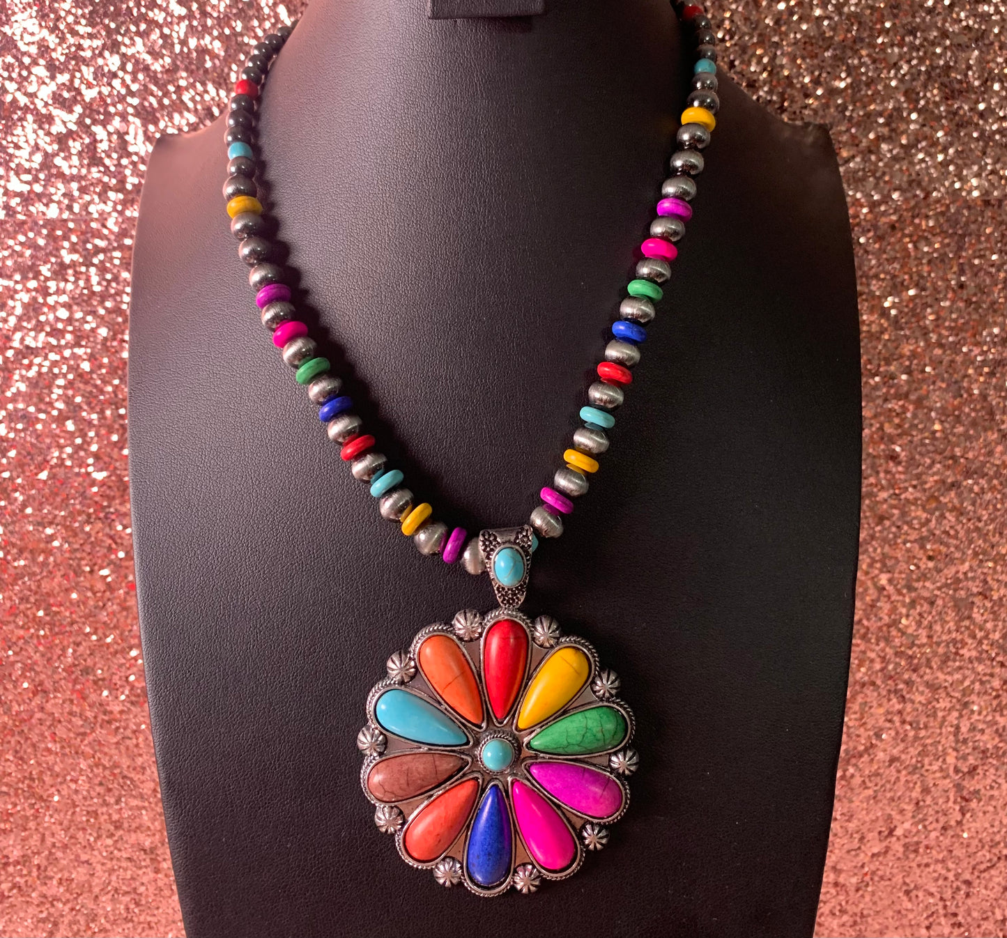 Multicolor Rustic Wildflower Necklace