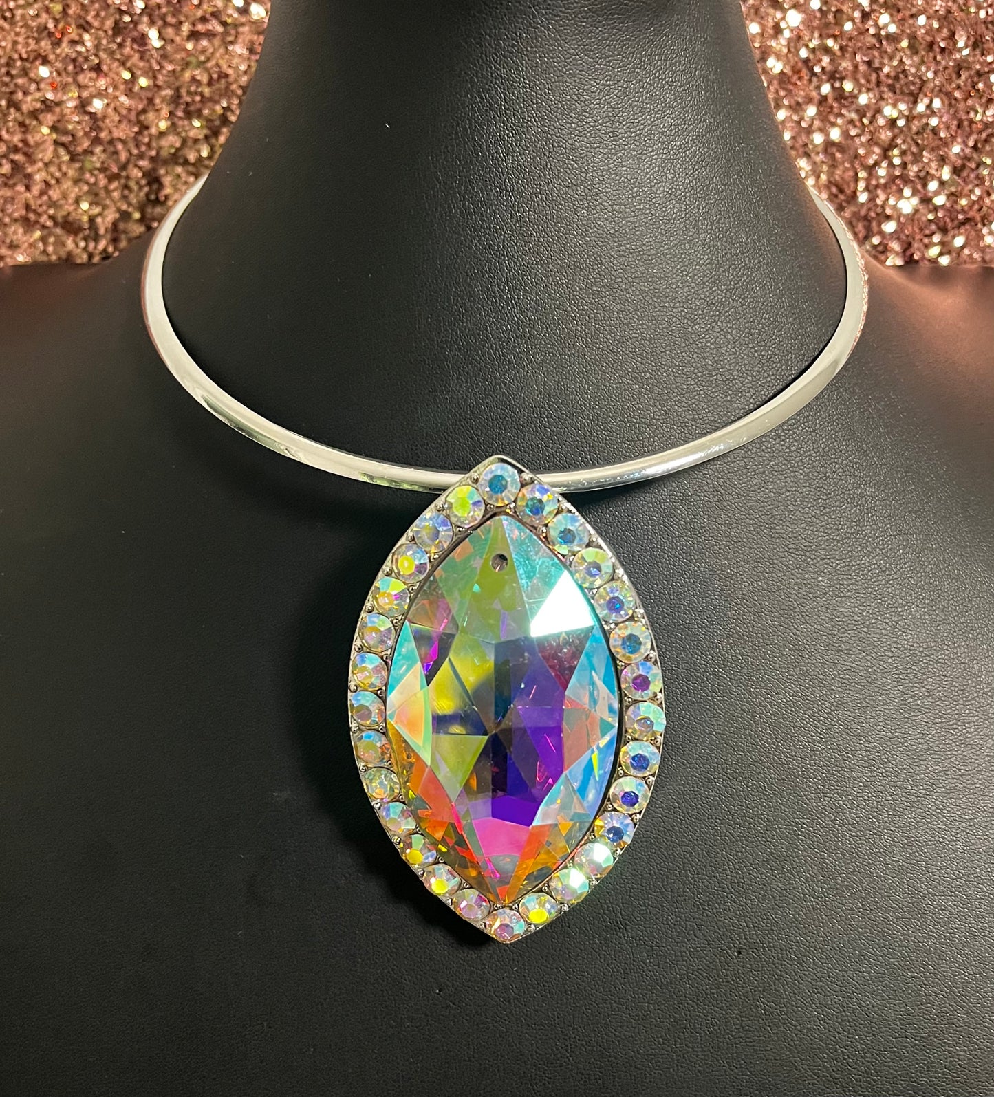 Silver AB Choker Necklace