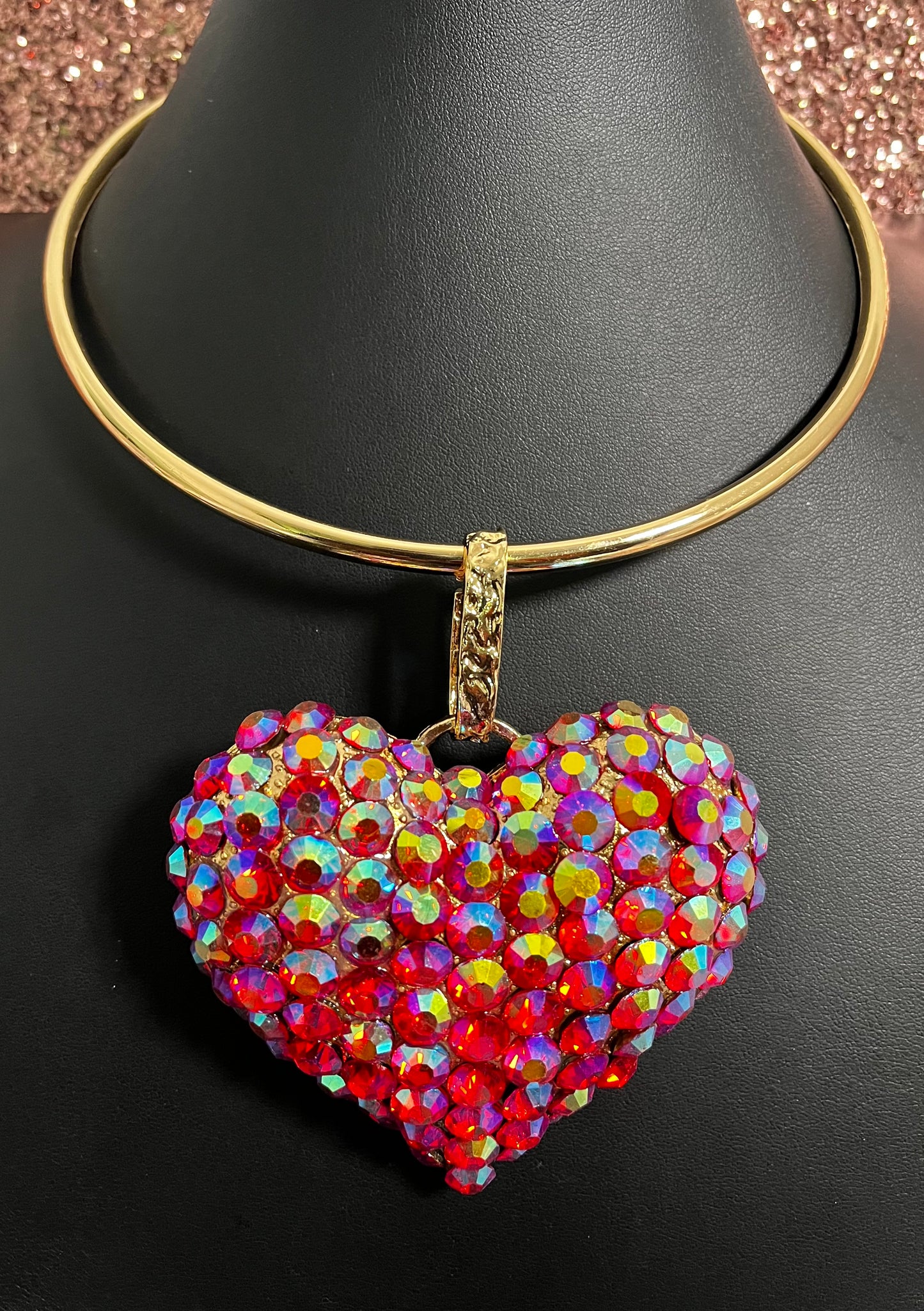 Gold Red Heart Necklace