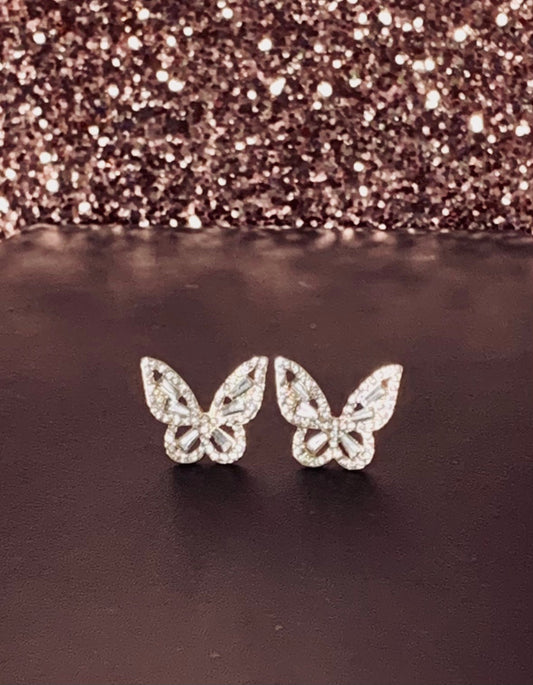 Gold and Silver Butterfly Earrings