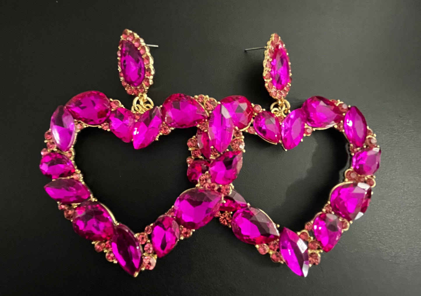 Gold & Pink Heart Earrings
