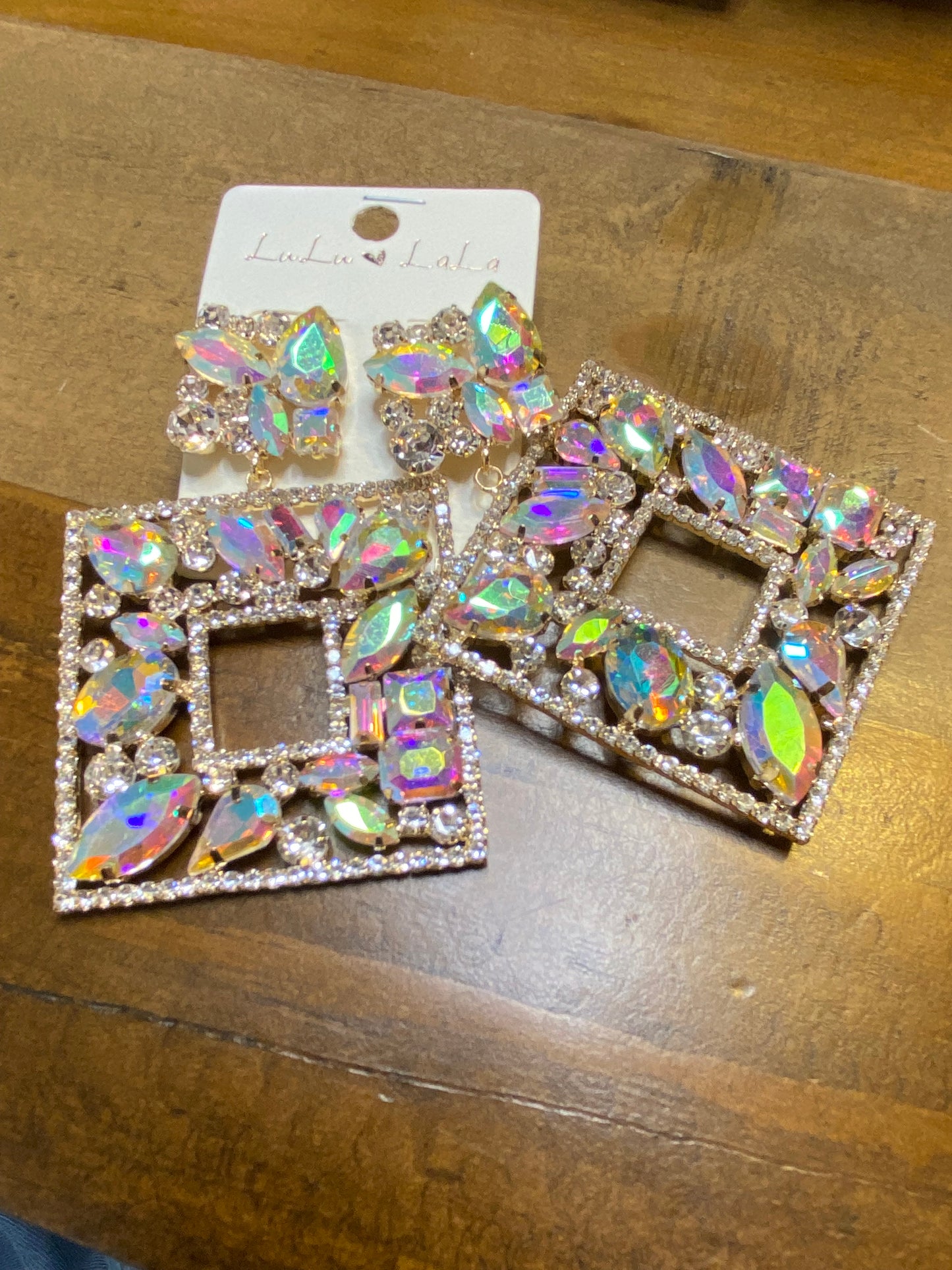 Gold Iridescent Frame Earring