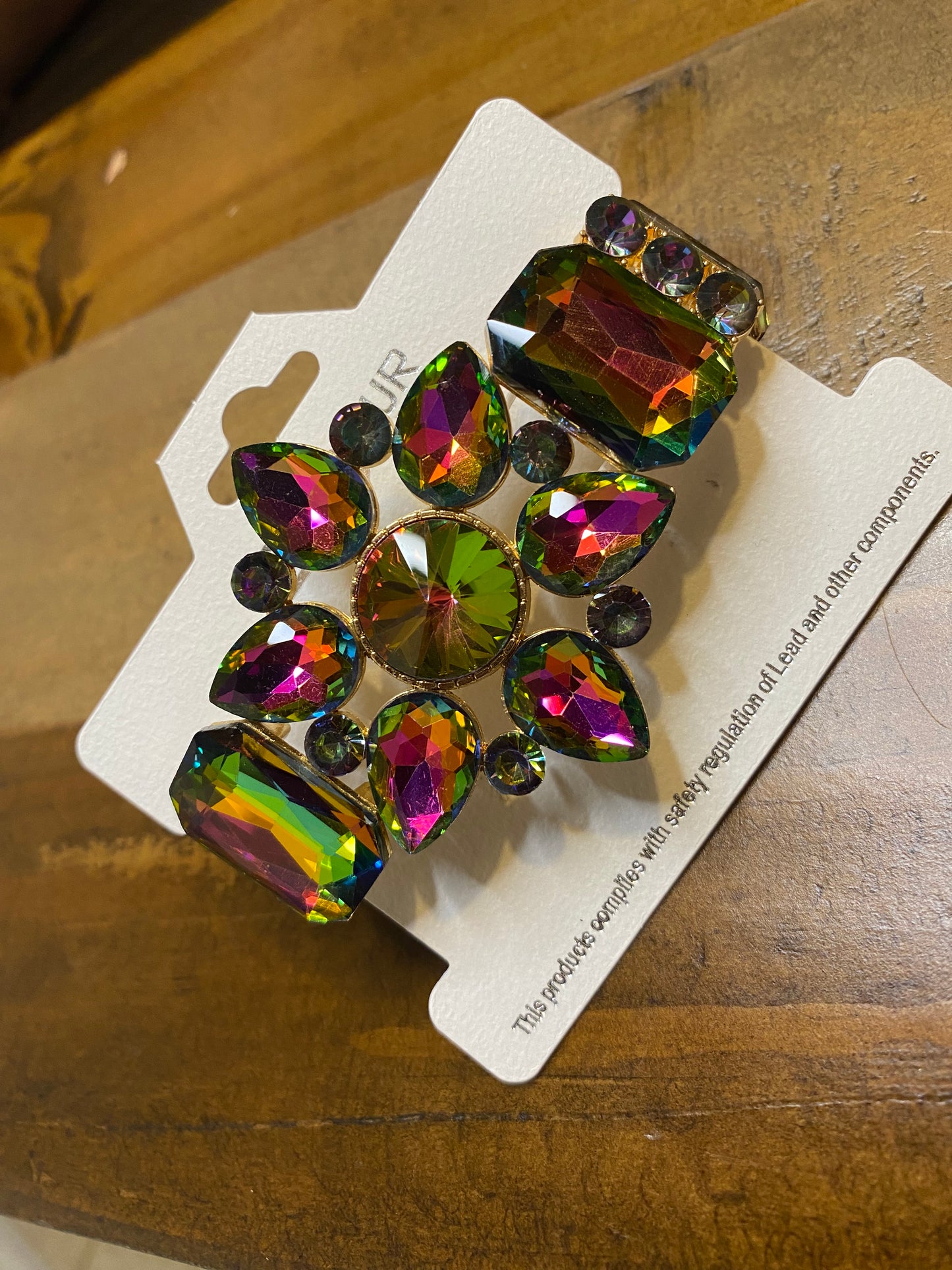 Oil spill chunky stone bracelet