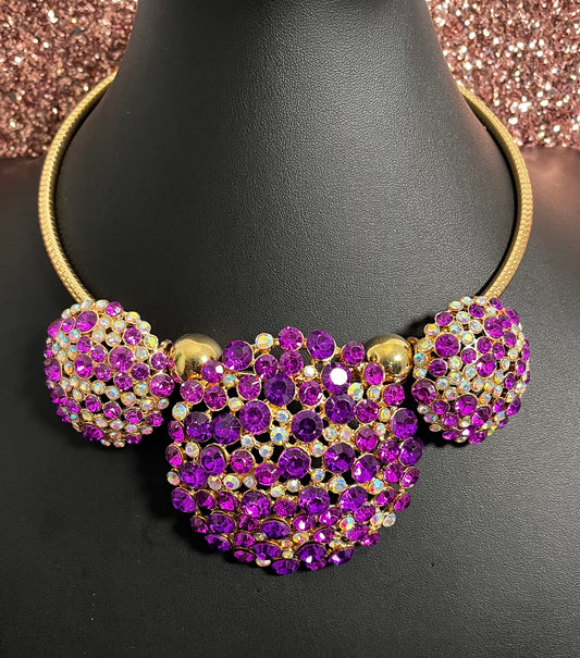 Gold Purple & AB Blossom Necklace