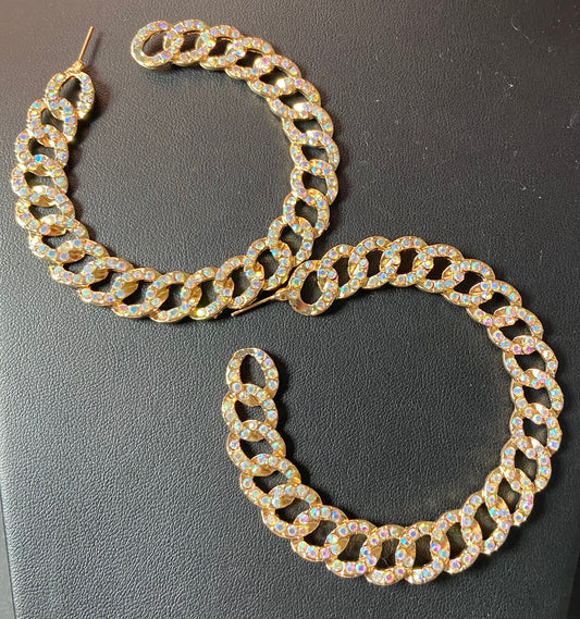 Gold iridescent link earrings