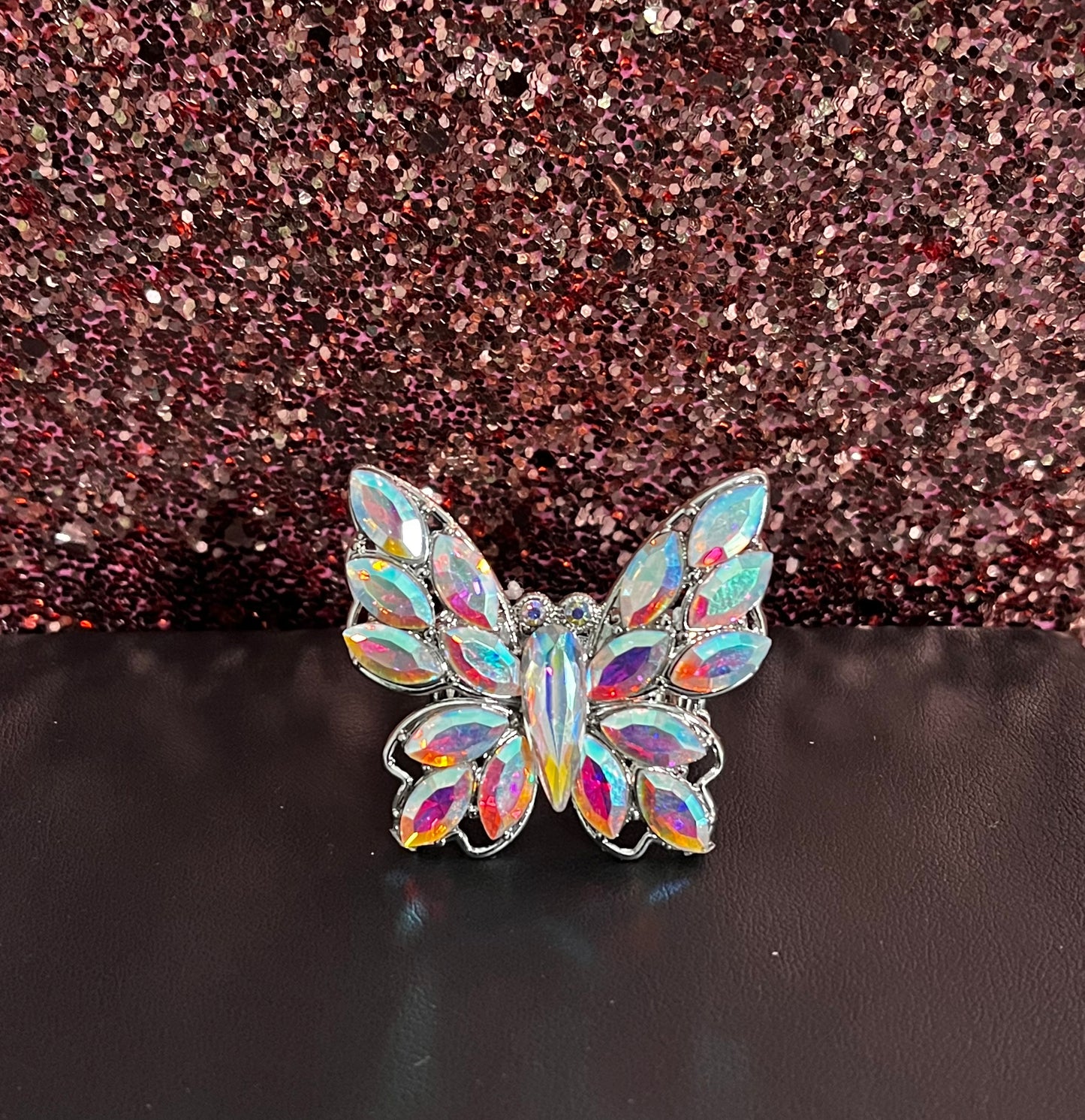 Silver Iridescent Butterfly Ring
