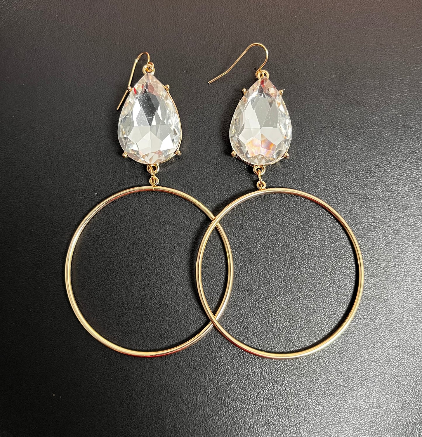 Gold Bling tear drop Hoop Earrings