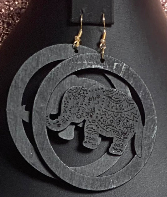 Black Elephant Earrings
