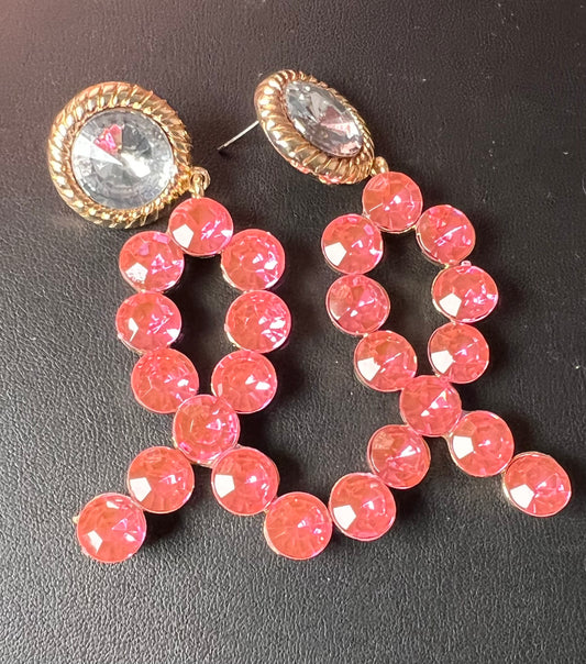 Gold and pink earrings