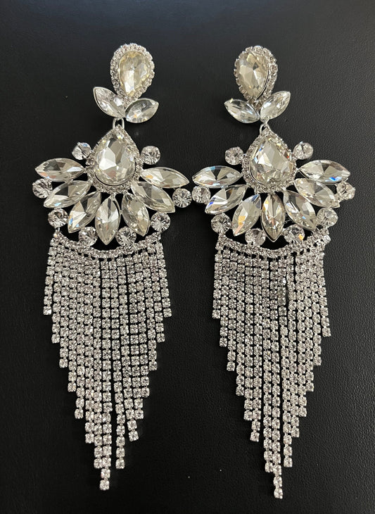Silver Bling Chandelier Earrings