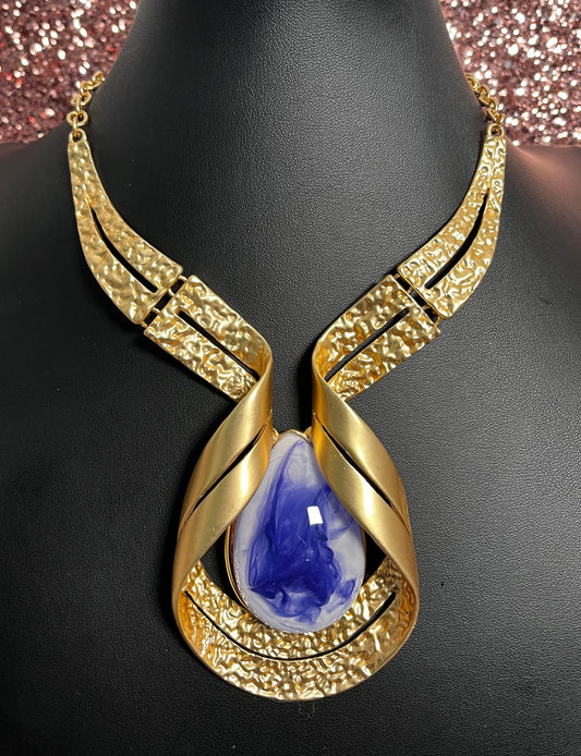 Gold Purple Jewel Necklace