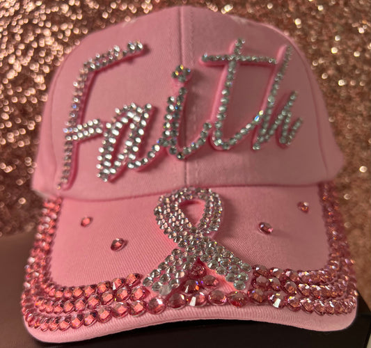 Light pink faith bling ribbon hat
