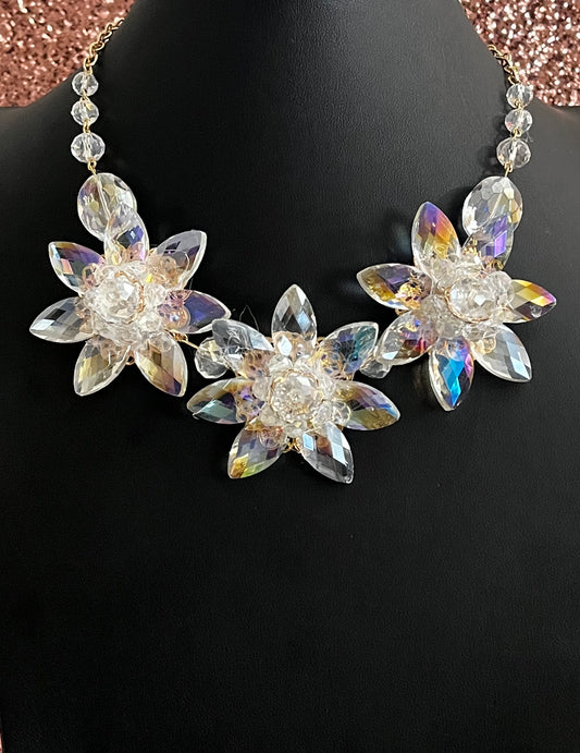 Gold Iridescent Flower Necklace