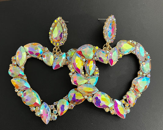 Gold Iridescent Heart Earrings
