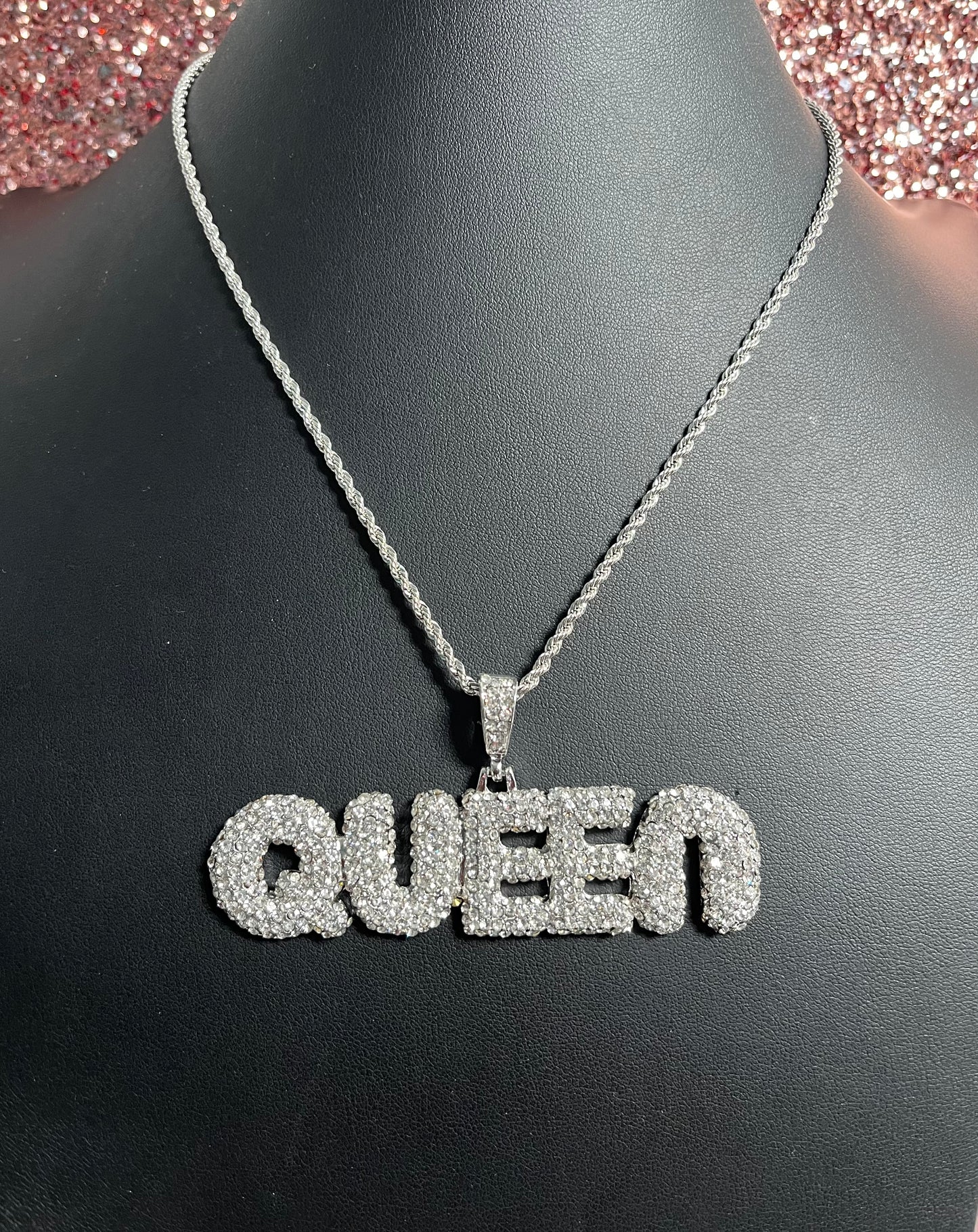 Silver Bling Queen Necklace