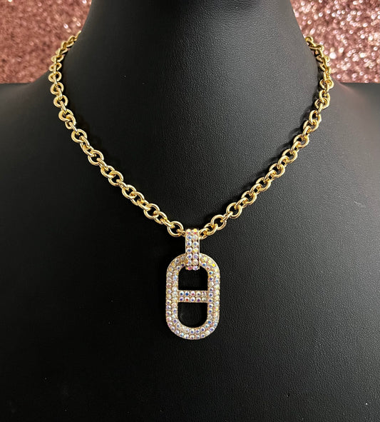 Iridescent & Gold Necklace