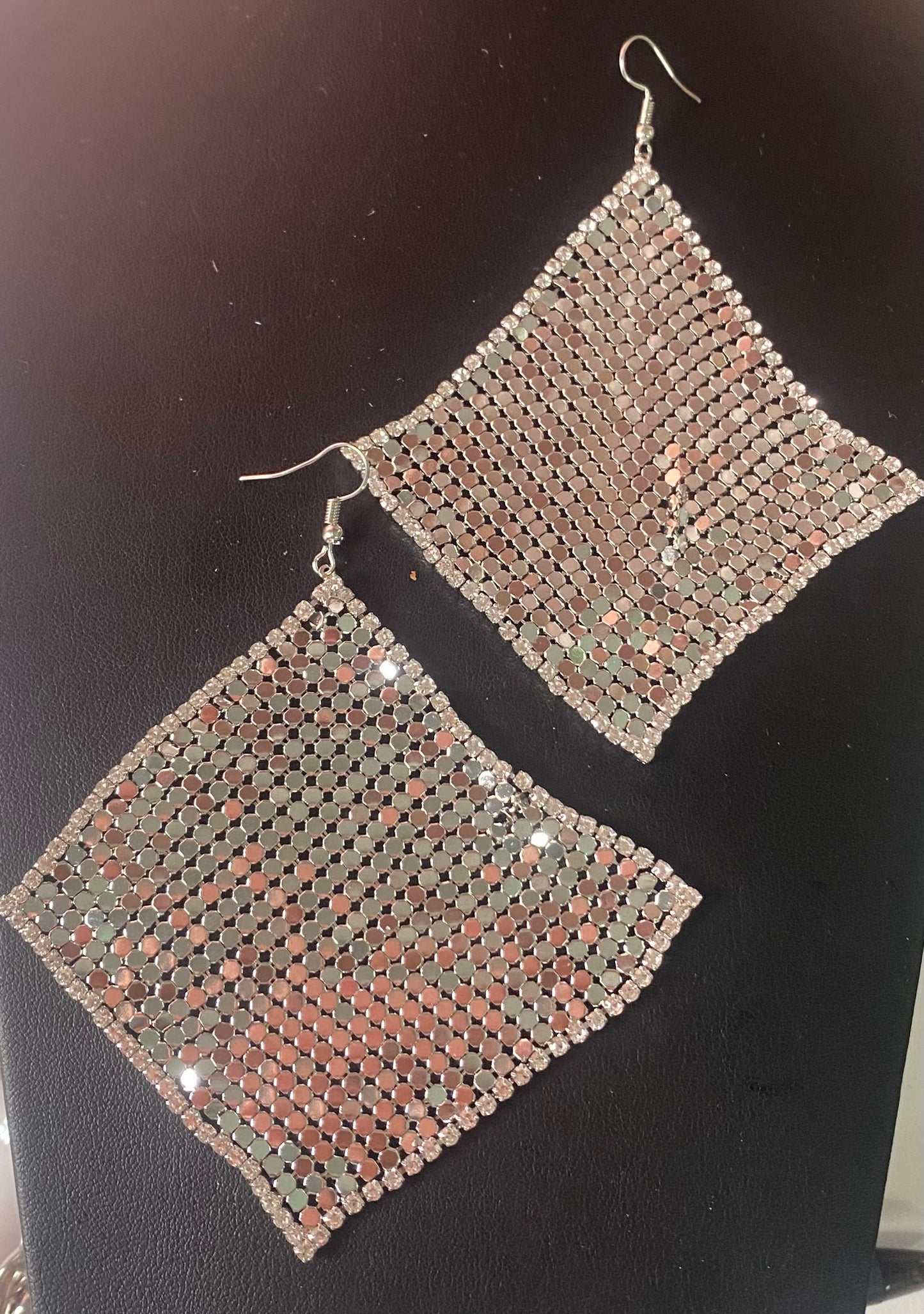 Silver drop bling earrings