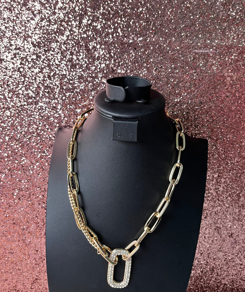 Gold bling chain link necklace