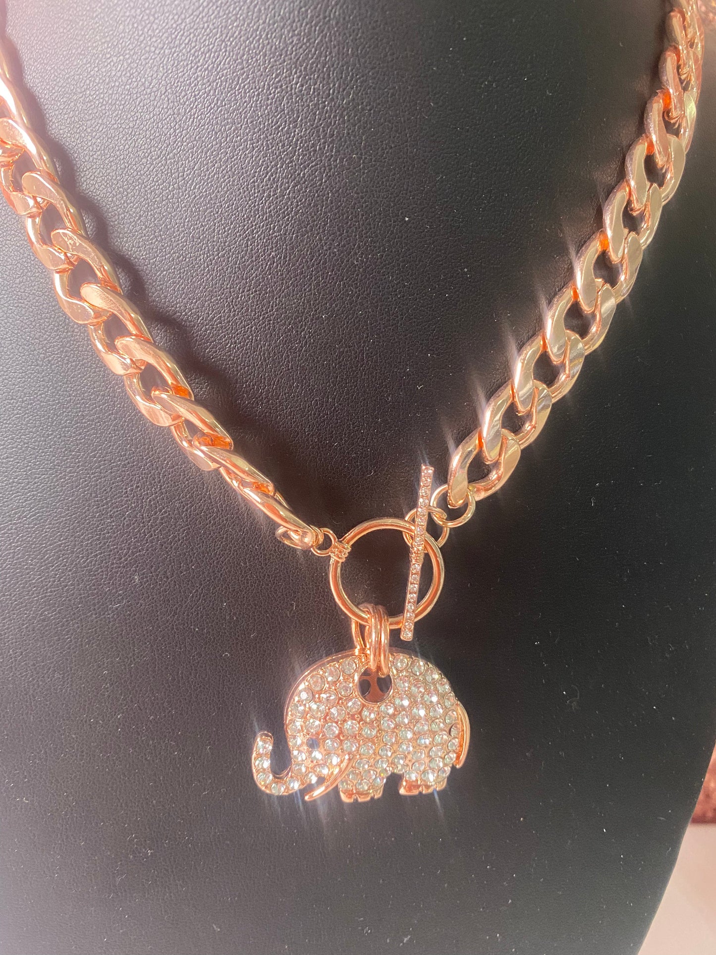 Rose gold elephant choker
