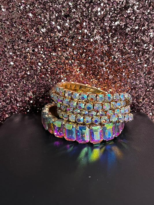 Gold iridescent stack bracelet