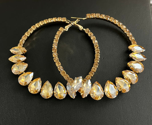 Gold & Topaz Hoop Earrings