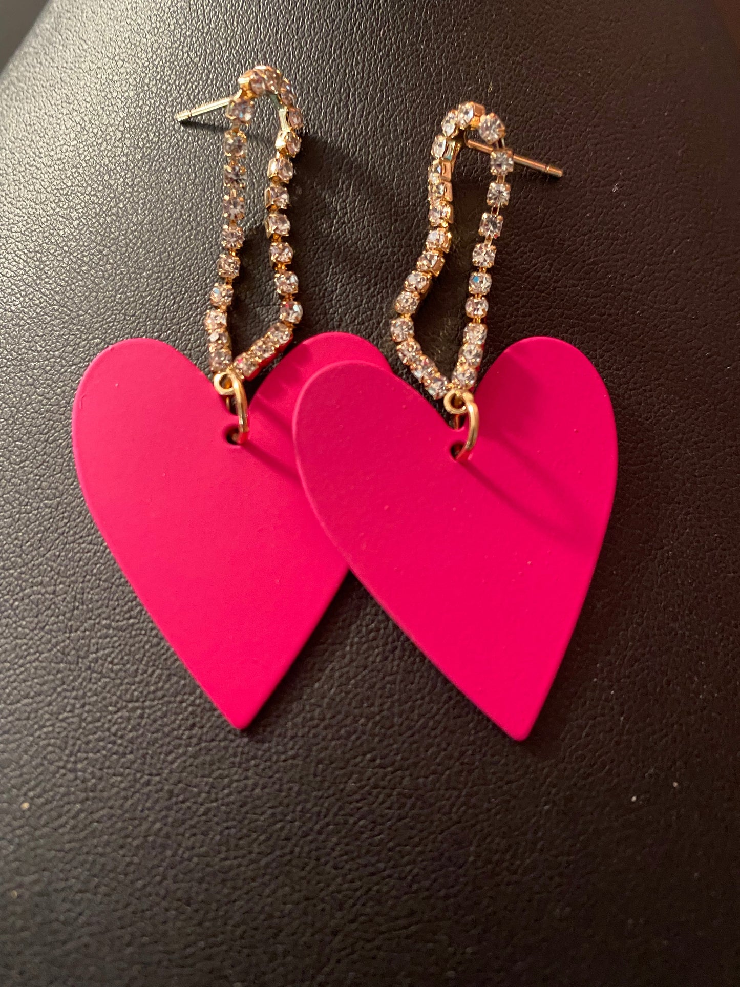 Pink heart earrings