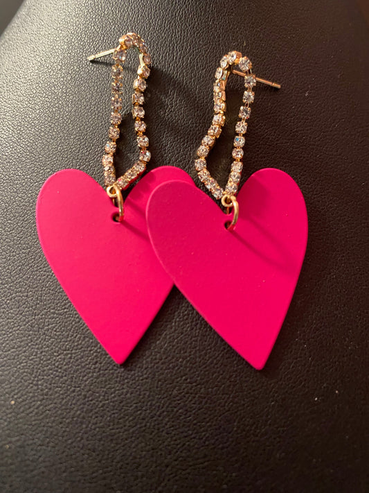 Pink heart earrings