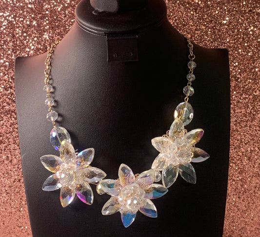Glassy AB Sunflower Necklace