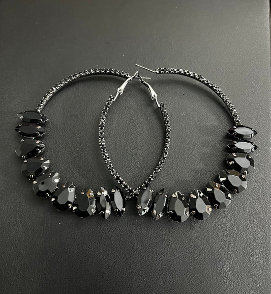 Gun Metal & Black Hoop Earrings