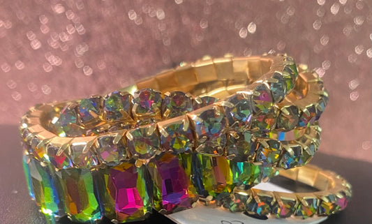 Gold oil spill Stack bracelet