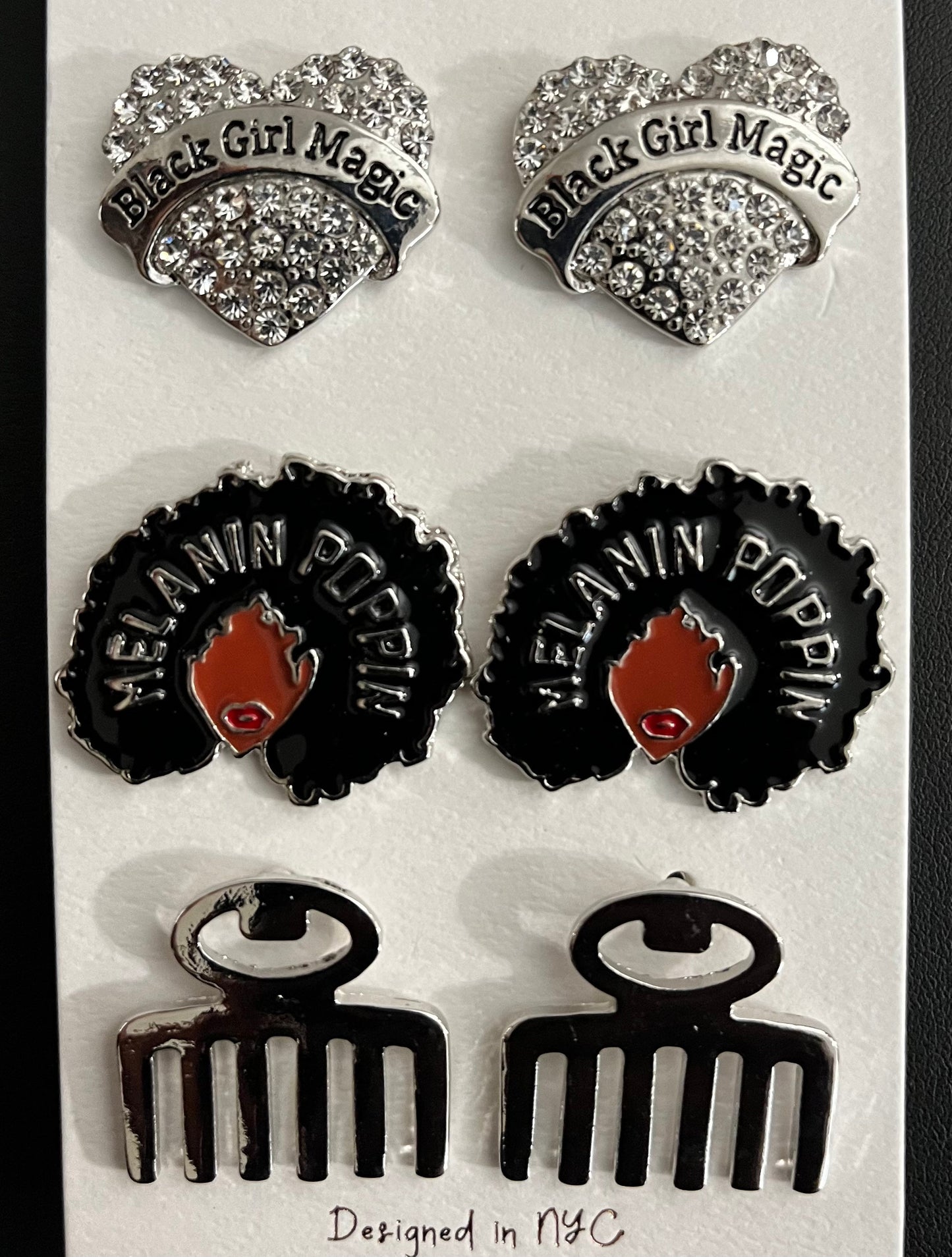 Silver 3 Pair Earring Set