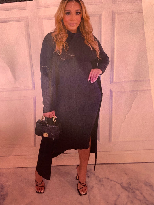 Black Body-con Dress w/ Cardigan