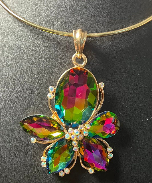 Gold oil spill flower choker