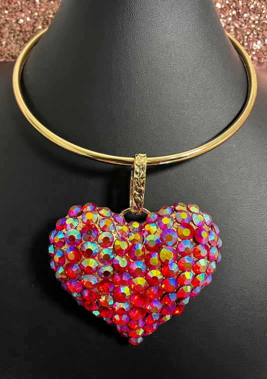 Gold Red Heart Necklace