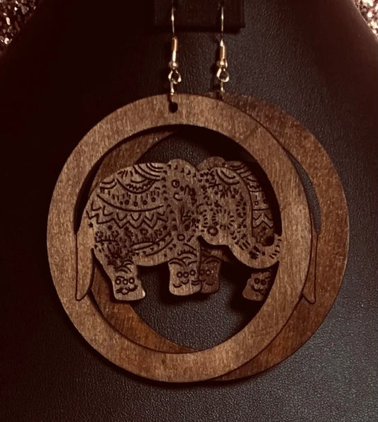 Brown Elephant Earrings