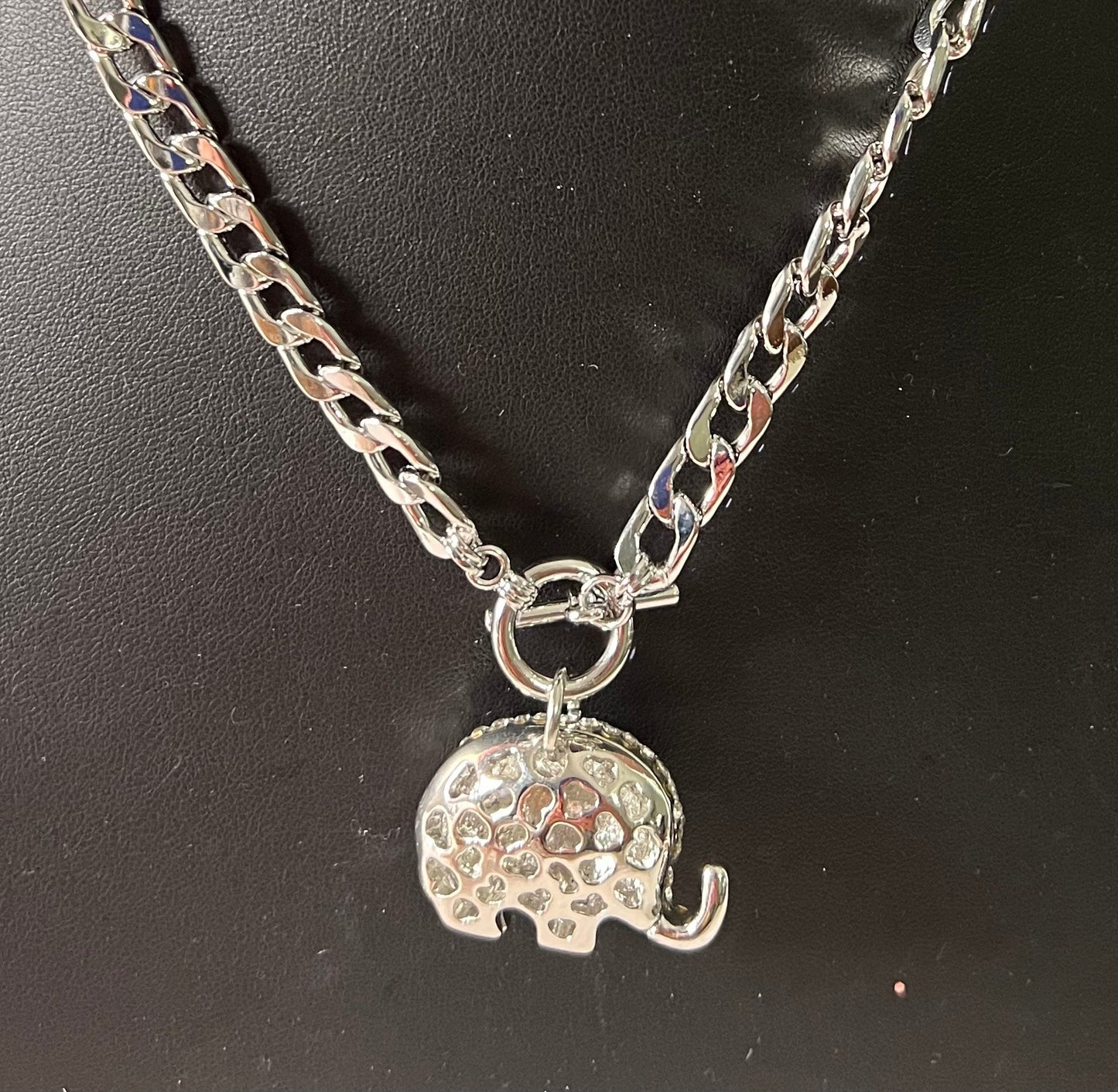 Silver elephant choker