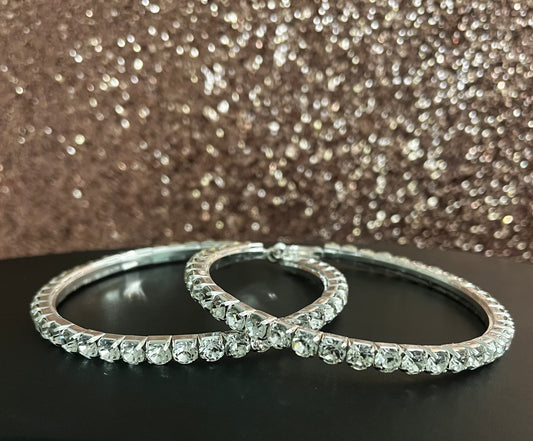 Big Silver Bling Hoop Earrings