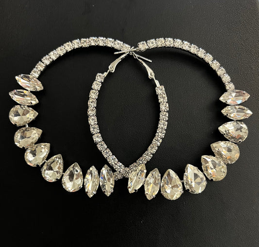 Silver Bling Hoop Earrings