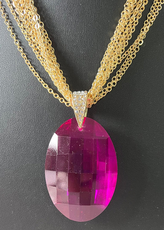 Gold with purple pendant necklace