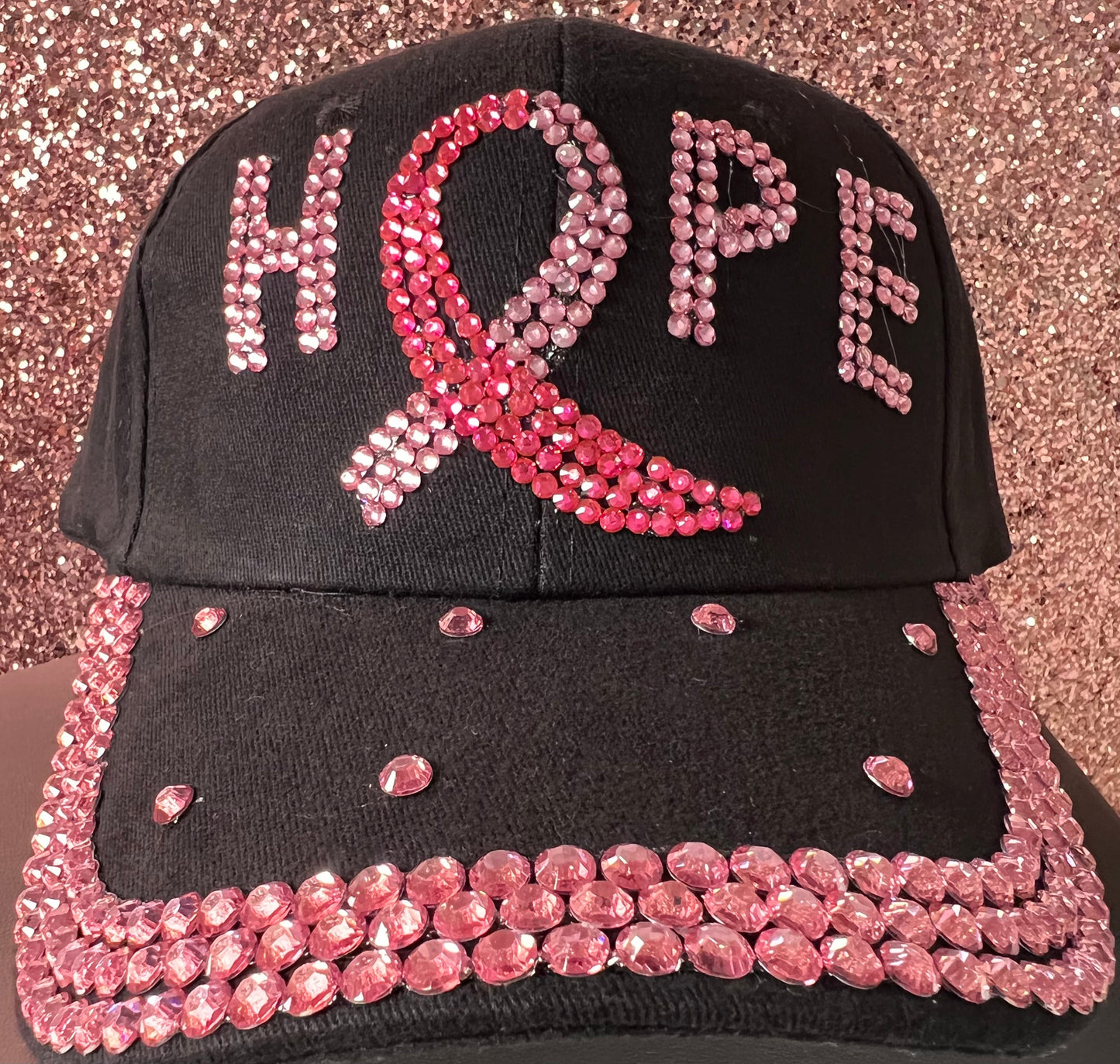 Black denim pink hope bling