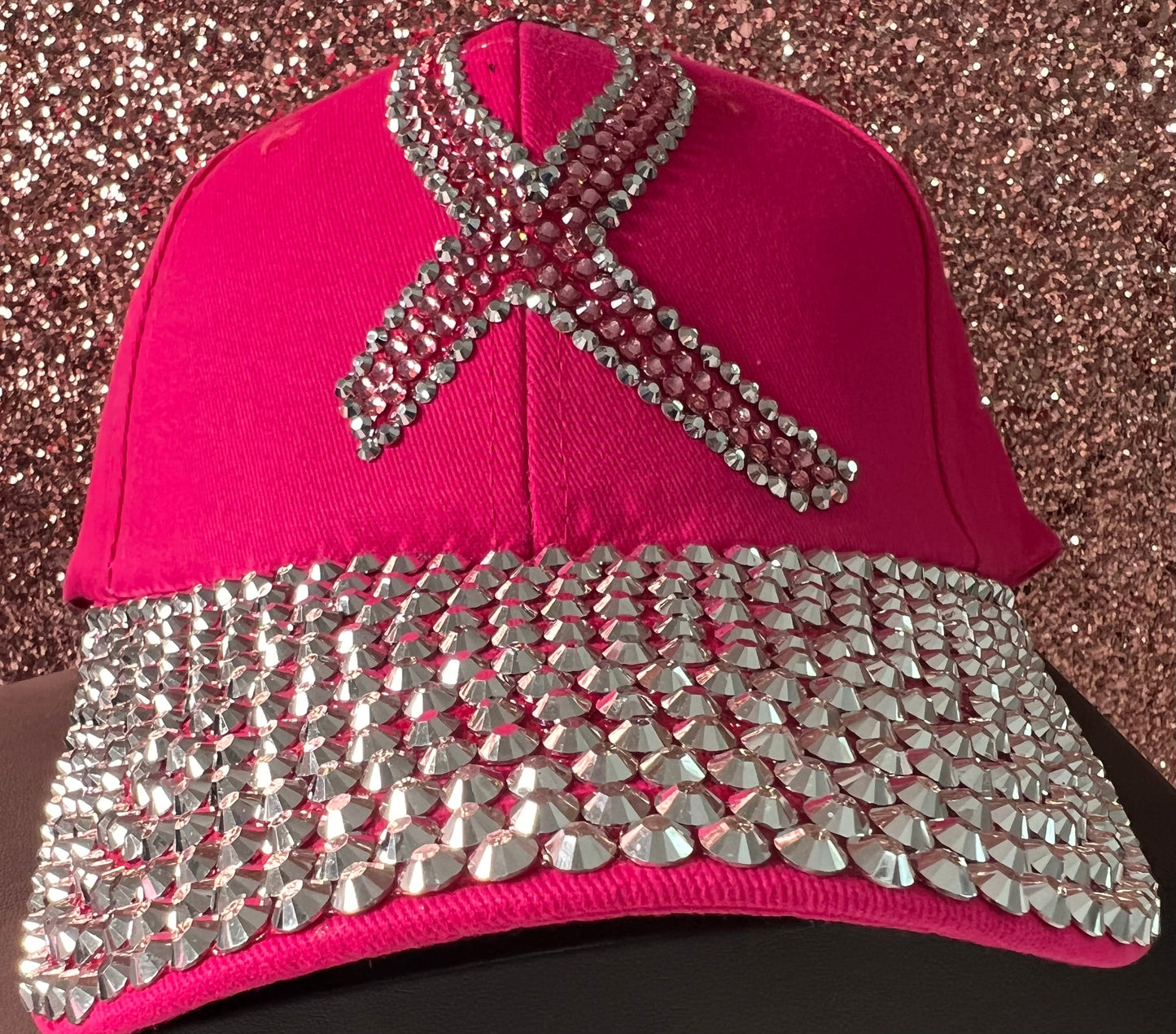 Dark pink bling ribbon cap