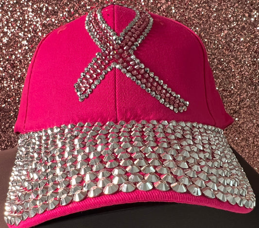 Dark pink bling ribbon cap