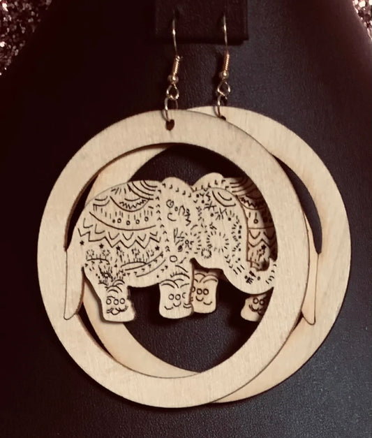 Cream Elephant Earrings