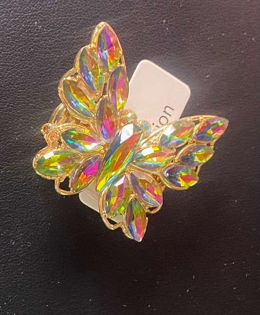 Gold oil spill butterfly ring