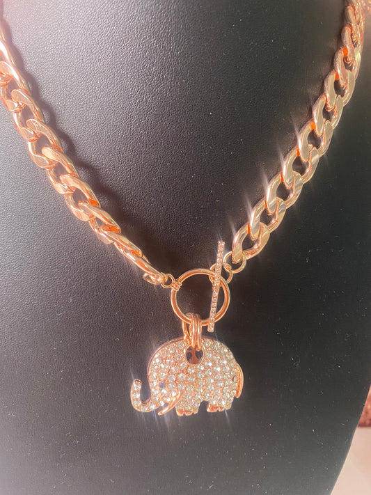Gold multi bling elephant choker
