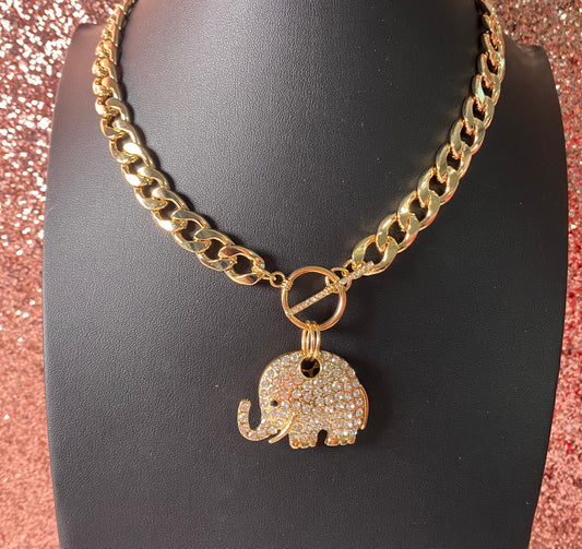 Gold Chain Elephant Necklace